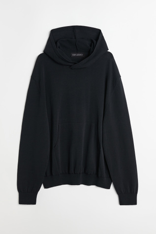 Knitted Hoodie Shadow Black Crispy Cotton