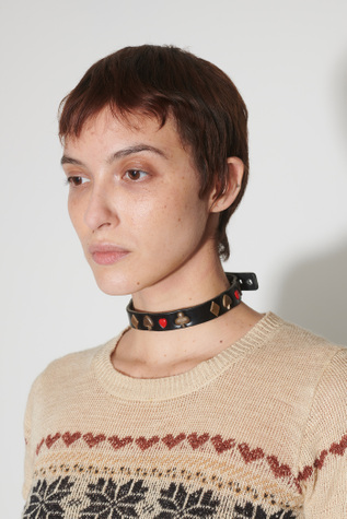 Our Legacy - 2 cm Card Deck Choker Black Bridle Leather