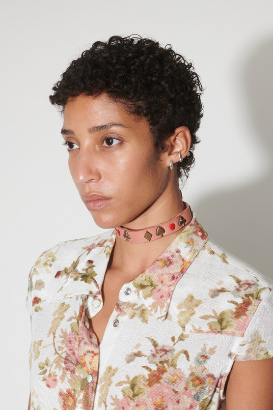 Our Legacy - 2 cm Card Deck Choker Tasty Pink Leather