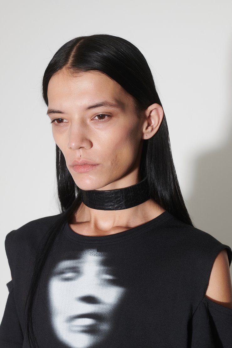 Our Legacy - 3 cm Choker Laser Crack Black Leather