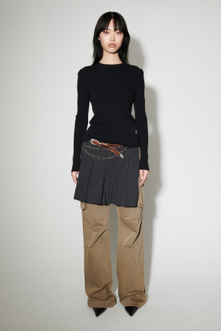 Compact Roundneck Liquorice Cotton Voile