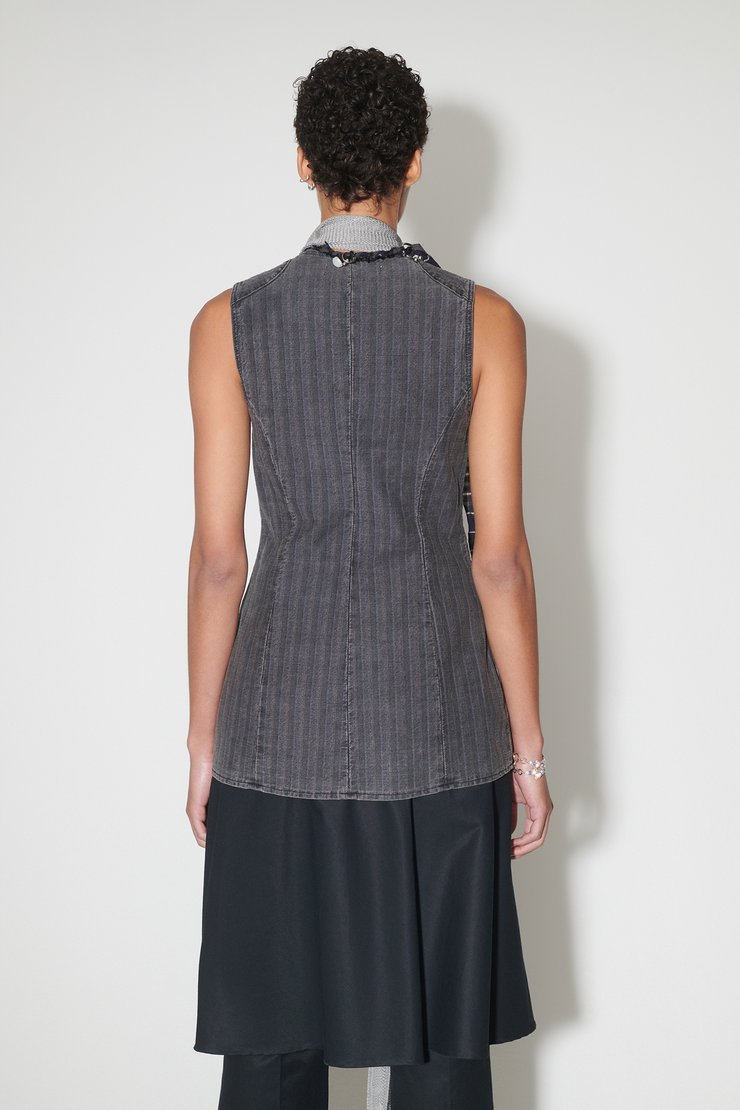 Our Legacy - Biker Zip Vest Washed Grey Torino Stripe