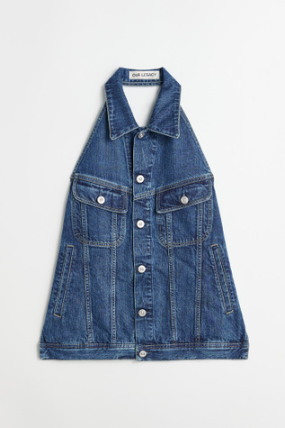Strap Denim Vest Western Blue Denim