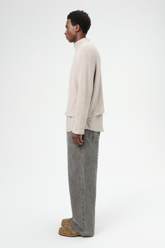 Our Legacy - Shrunken Full Zip Polo Musk Dusk Rope Weave