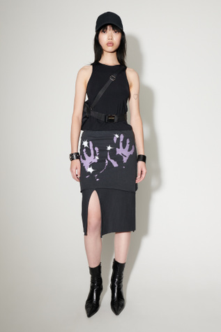 Slashed Skirt Lilac Taste Of Hand Print