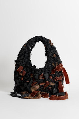 Crochet Bag Oxblood Black Chain Twill