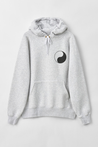 Work Shop Hood Grey Melange Yin Yang Print