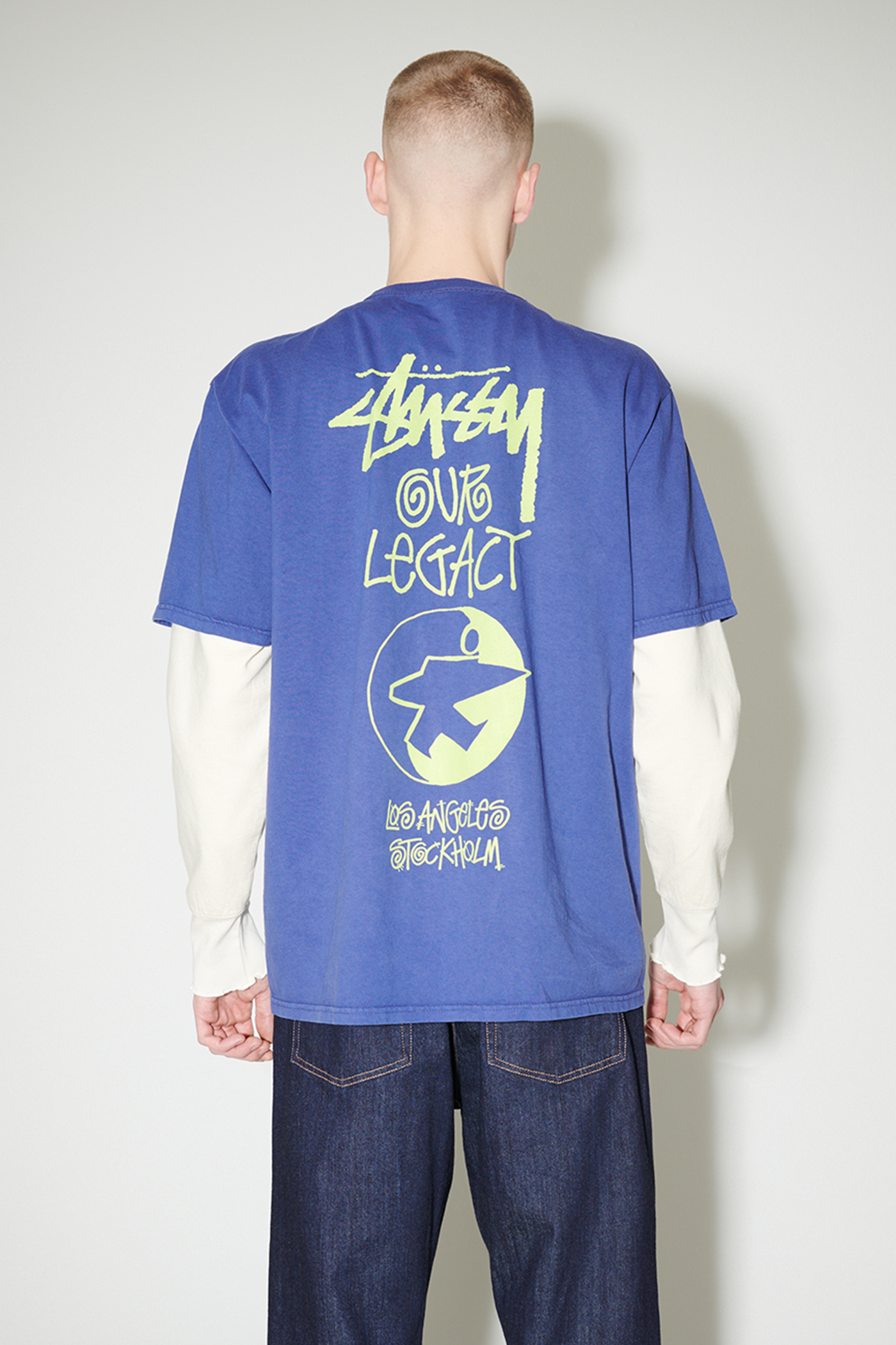 ★関税込★Stussy x Our Legacy Surfman Pigment Dyed TEE Blue ☆関税込☆Stussy x Our Legacy Surfman Pigment Dyed TEE Blue
