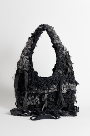 Crochet Crossbody Bag Mixed Black/Grey Denim