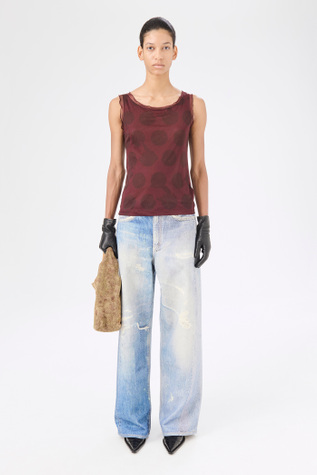 Perfect Tank Dotted Pink Print Mesh