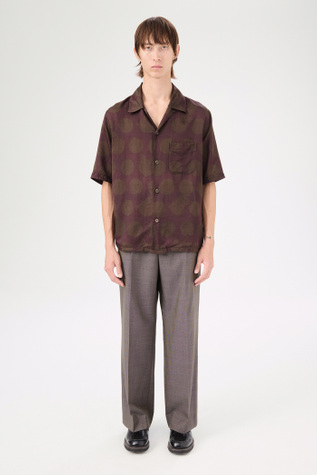 Heusen Shirt Shortsleeve Dotted Print Cotton Silk