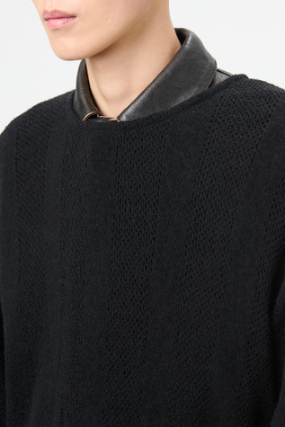 OUR LEGACY DOUBLE LOCK KNIT ブラック 50 Our Legacy - Double Lock Longsleeve Black Crochet Stripe
