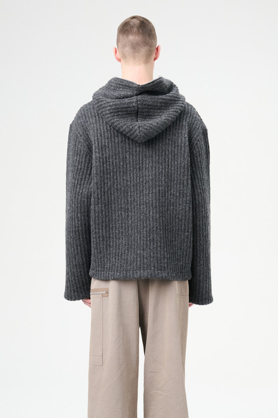 【THE MOZZ】Magnetic Ribbed Hood Zip Up Setup THE MOZZ】Magnetic Ribbed Hood Zip Up トップス（レディース）