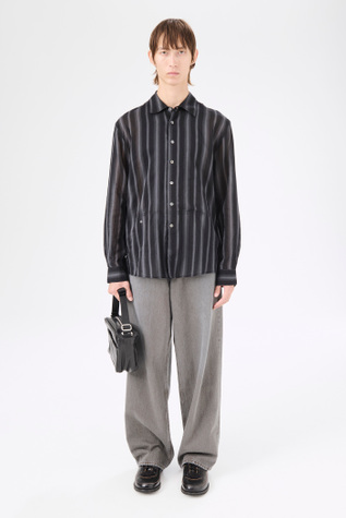 Adorn Shirt Noir Stripe Sheer Cotton Silk