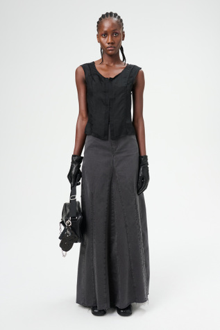 Frail Vest Noir Stripe Sheer Viscose Silk