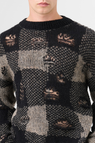 OUR LEGACY】ソナー ラウンドネック デストラクティブ ニット Our Legacy - Sonar Roundneck Black Destructive Gingham