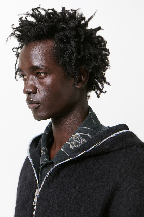 Our Legacy - Full Zip Hood Black Hairy Wool