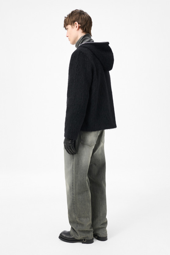 Our Legacy - Full Zip Hood Black Hairy Wool