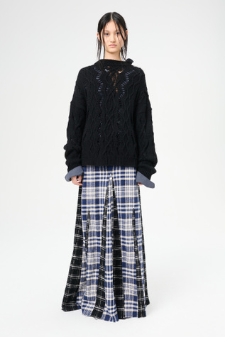 Cable Sonar Roundneck Black Fisherman Wool