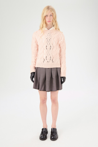 Cable Sonar Roundneck Delicate Pink Fisherman Wool
