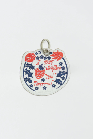 Tomorrow Keyring White Leather