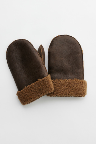 Mittens Rustic Grain Brown Shearling