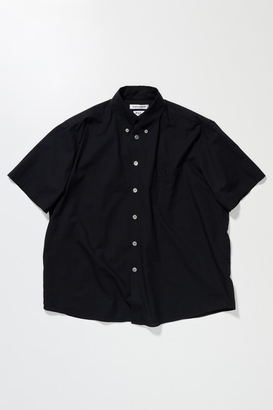 OUR LEGACY　Borrowed BD Shirt Seersu Our Legacy - Borrowed BD Shortsleeve Black Clean Seersucker