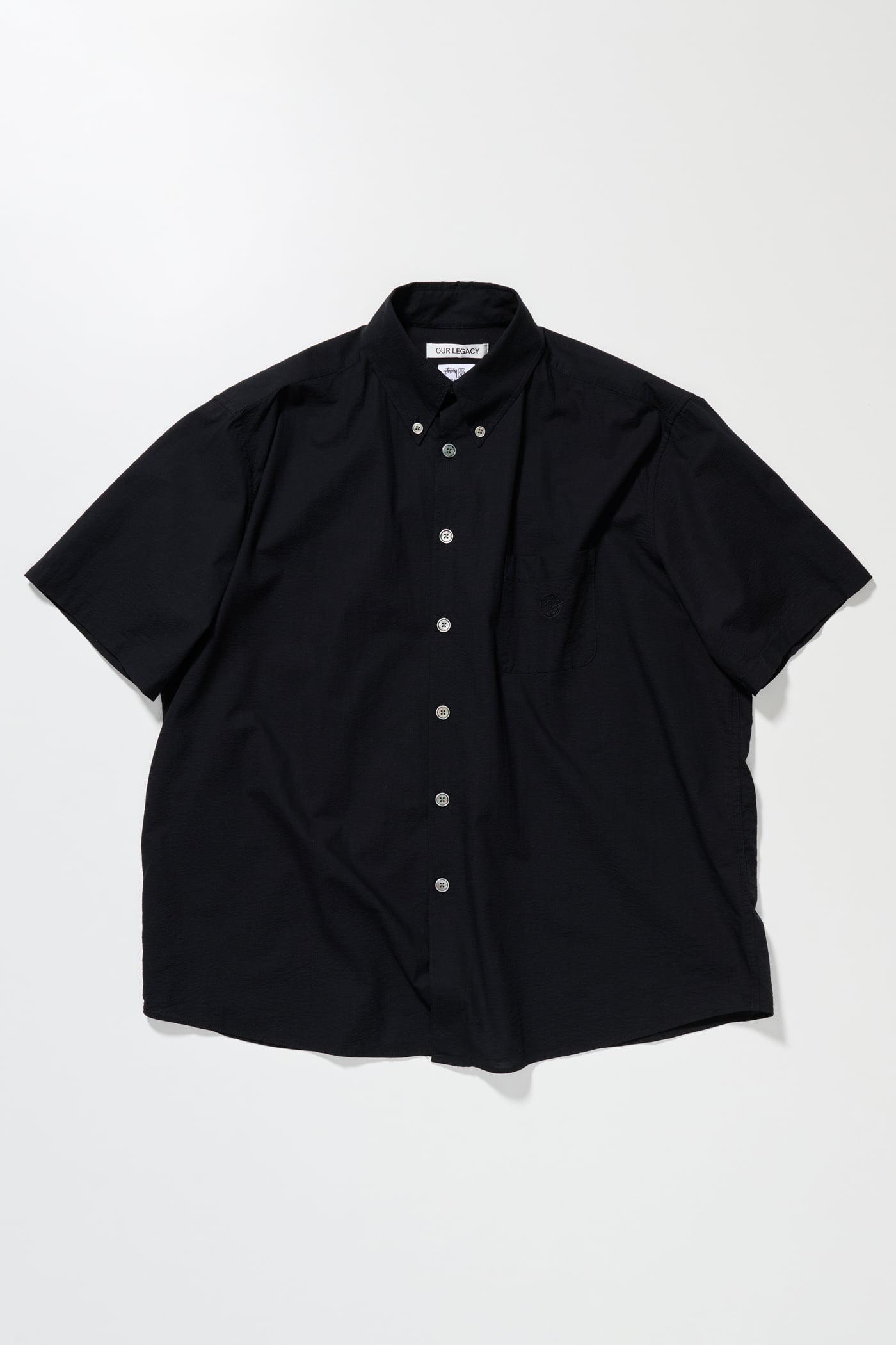 OUR LEGACY　Borrowed BD Shirt Seersu Our Legacy - Borrowed BD Shortsleeve Black Clean Seersucker