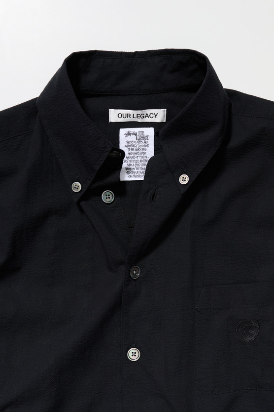 OUR LEGACY　Borrowed BD Shirt Seersu Our Legacy - Borrowed BD Shortsleeve Black Clean Seersucker