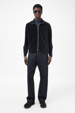 トップス OUR LEGACY SHRUNKEN FULLZIP POLO 44 Shrunken Full Zip Polo in Black Rib