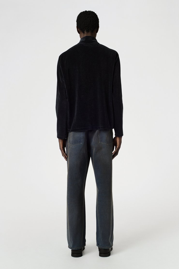 ジャケット・アウター OUR LEGACY SHRUNKEN FULLZIP POLO Our Legacy - Shrunken Fullzip Polo Phantom Stripe Velour