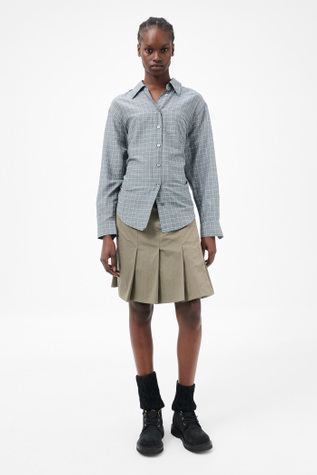 Apron Shirt Picnic Check Cotton Silk
