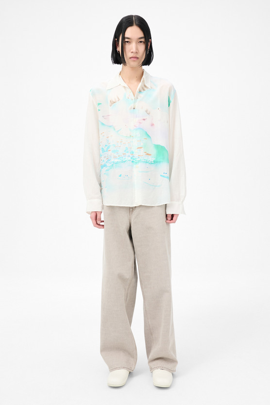OUR LEGACY Adorn Shirt 46 24AW シアー シルク Our Legacy - Adorn Shirt Noir Stripe Sheer Cotton Silk