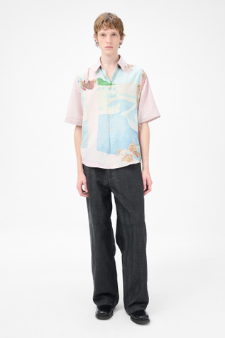 Beyond Shirt Shortsleeve Marina Vista Print Cotton Silk