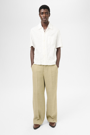 Heusen Shirt Shortsleeve White Flower Embroidery