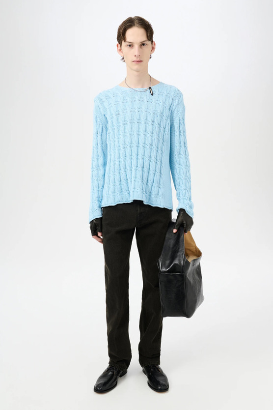 【archive】90s leather docking knit shirt Vintage 90s 00s Deadstock Purple Hook and Eye Front Knit
