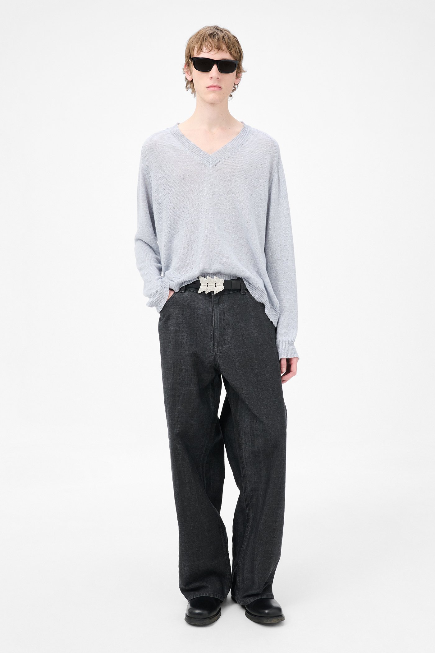 Our Legacy - Rue V-Neck Powder Blue Cyclone Linen