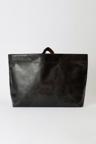 Oblong Tote Worn Black Leather