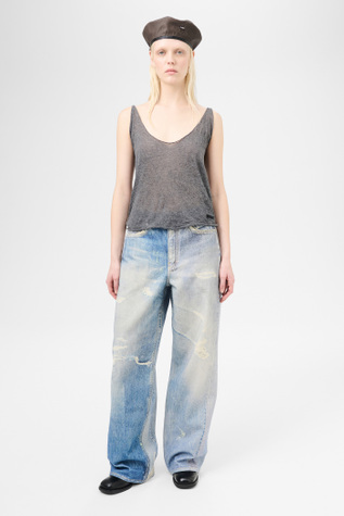 Bathe Tank Anthracite Crinkle Gauze