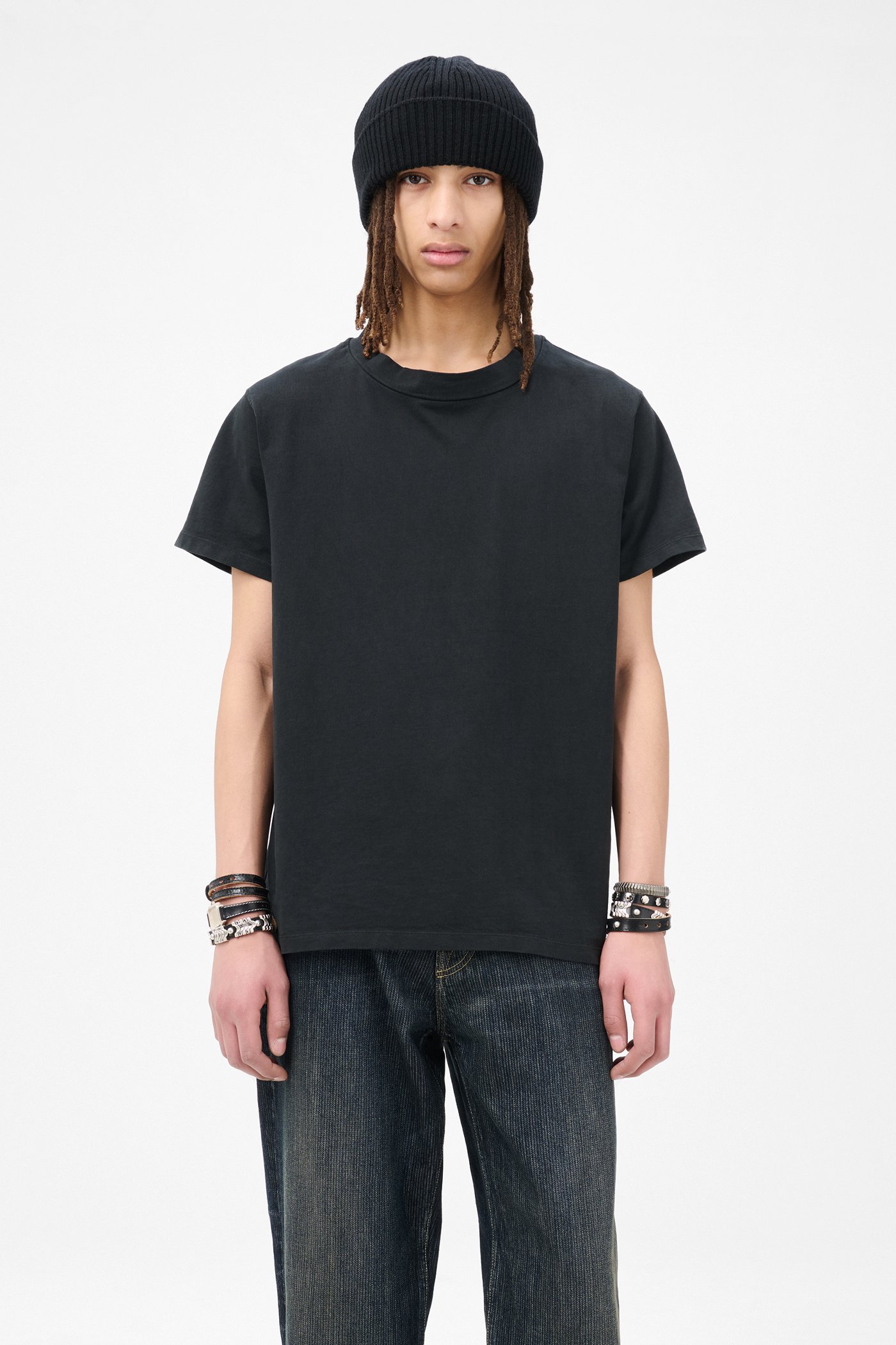 Tシャツ・カットソー OUR LEGACY Men T-shirt Black M2256BW Black Our Legacy - Bliss T-shirt Washed Black Band Jersey