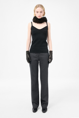 美品Theory Soft Lawn Pleated Cami ブラック Cotton-Blend Pleated Camisole | Theory