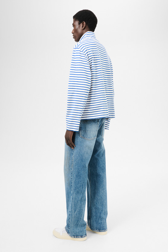 Our Legacy - Shrunken Fullzip Polo Genova Stripe Rough Cotton