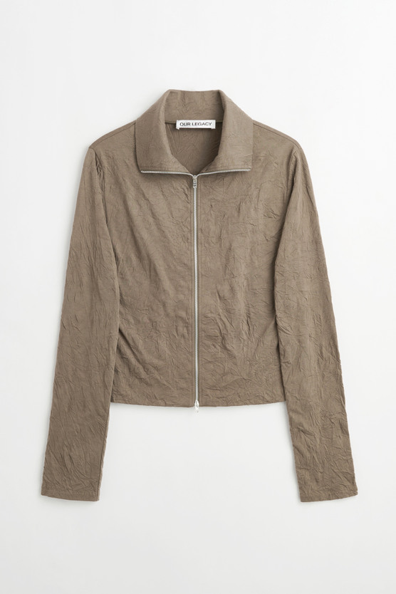 Our Legacy - Slim Zip Longsleeve Olive Crinkle Jersey