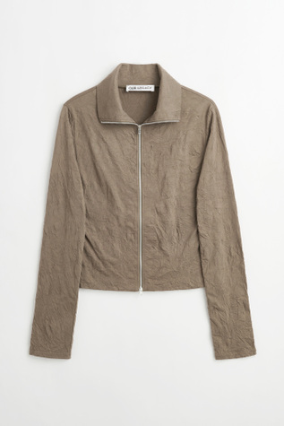 Our Legacy - Slim Zip Longsleeve Olive Crinkle Jersey