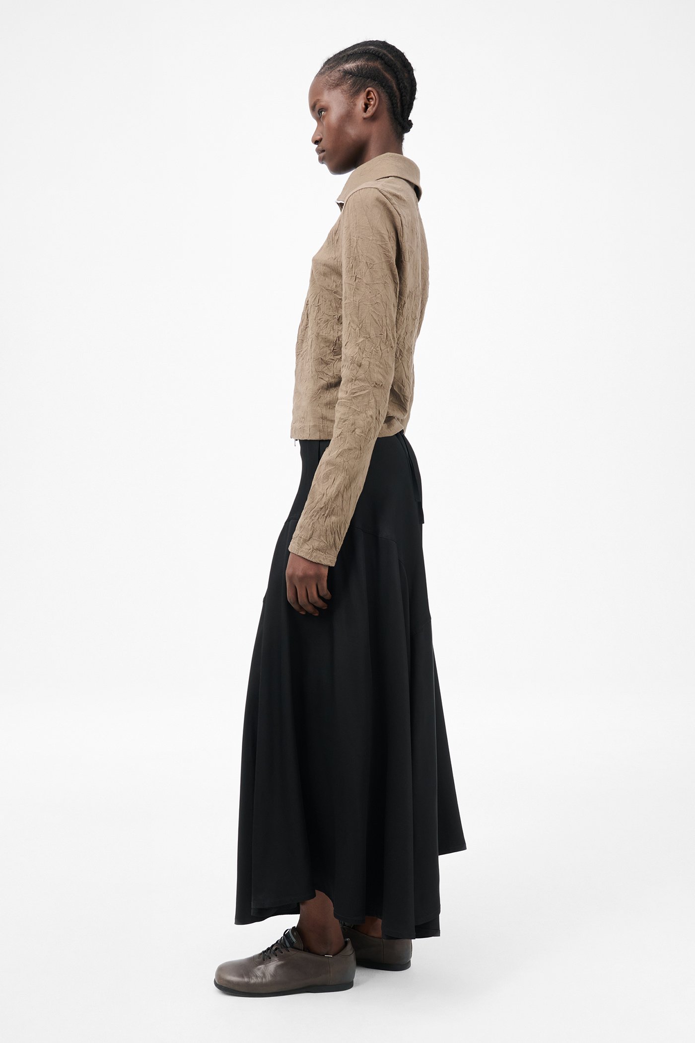 Our Legacy - Slim Zip Longsleeve Olive Crinkle Jersey