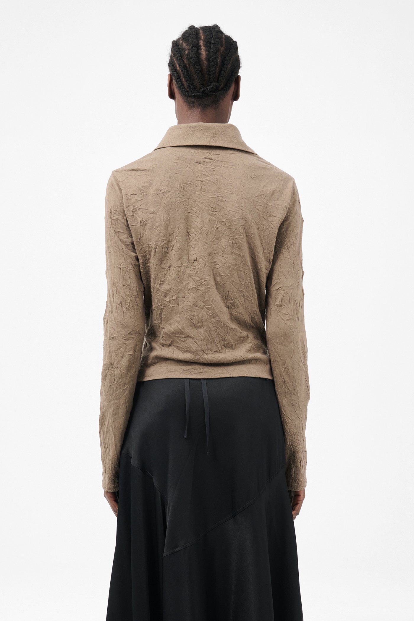 Our Legacy - Slim Zip Longsleeve Olive Crinkle Jersey