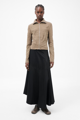 Slim Zip Longsleeve Olive Crinkle Jersey