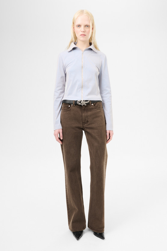 Our Legacy - Slim Zip Longsleeve Solaro Blue Micro Rib