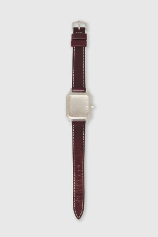 No Time Watch Sterling Silver Burgundy Strap