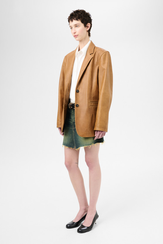 アウターその他 OUR LEGACY Woman Blazer Leather W2259OBS BURNT SUGA Our Legacy - Opening Blazer Burnt Sugar Leather